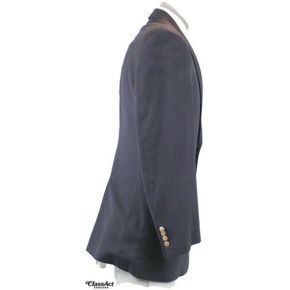 Jos A Bank Navy Blue Gold Button Wool Blazer Suit Jacket Sport Coat 40R - Picture 6 of 13